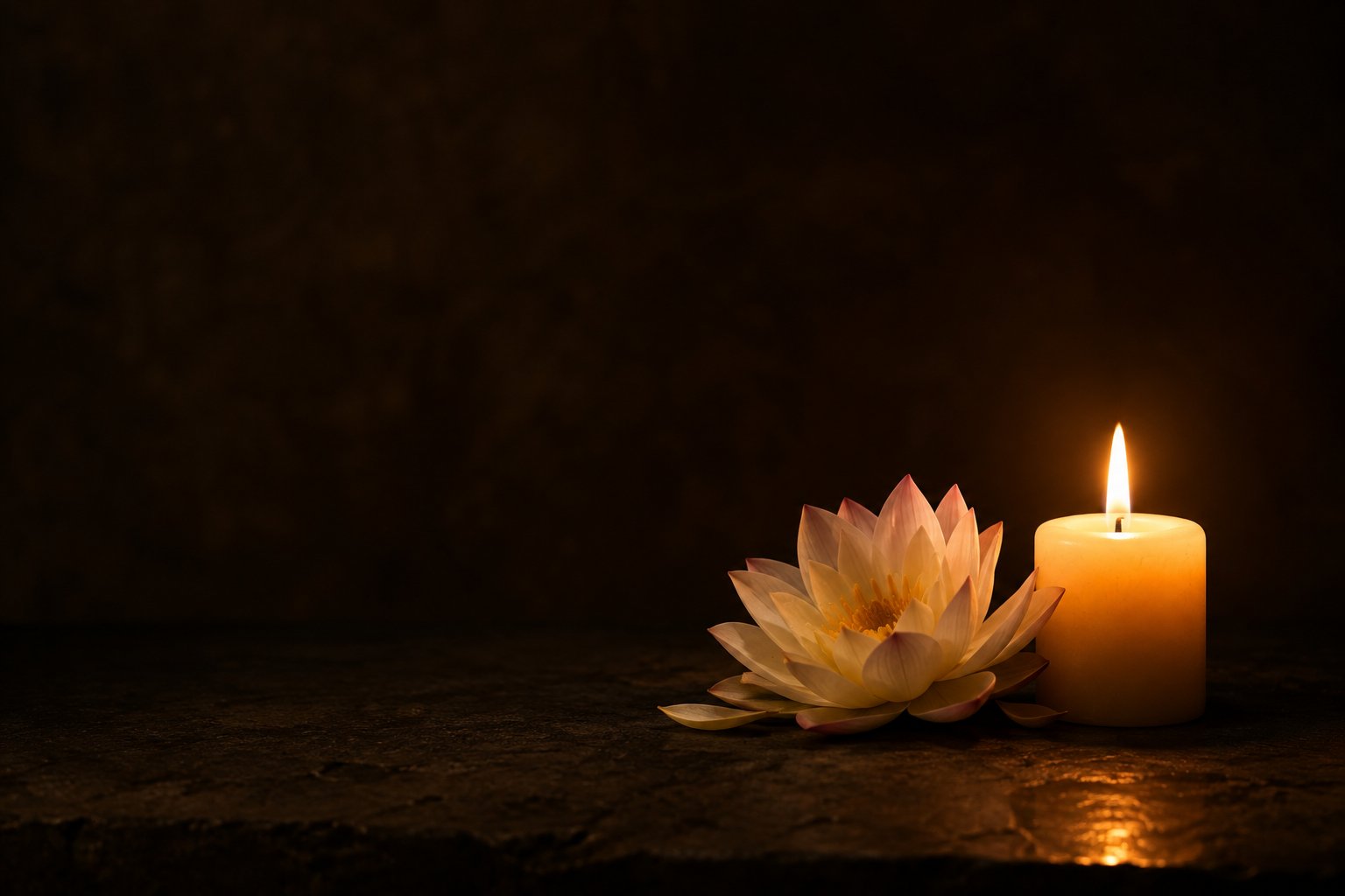 Fiore di loto e candela accesa a lume di candela — atmosfera del massaggio tantrico, Lotus Studio Milano